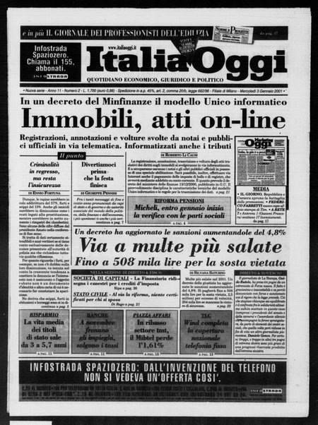 Italia oggi : quotidiano di economia finanza e politica